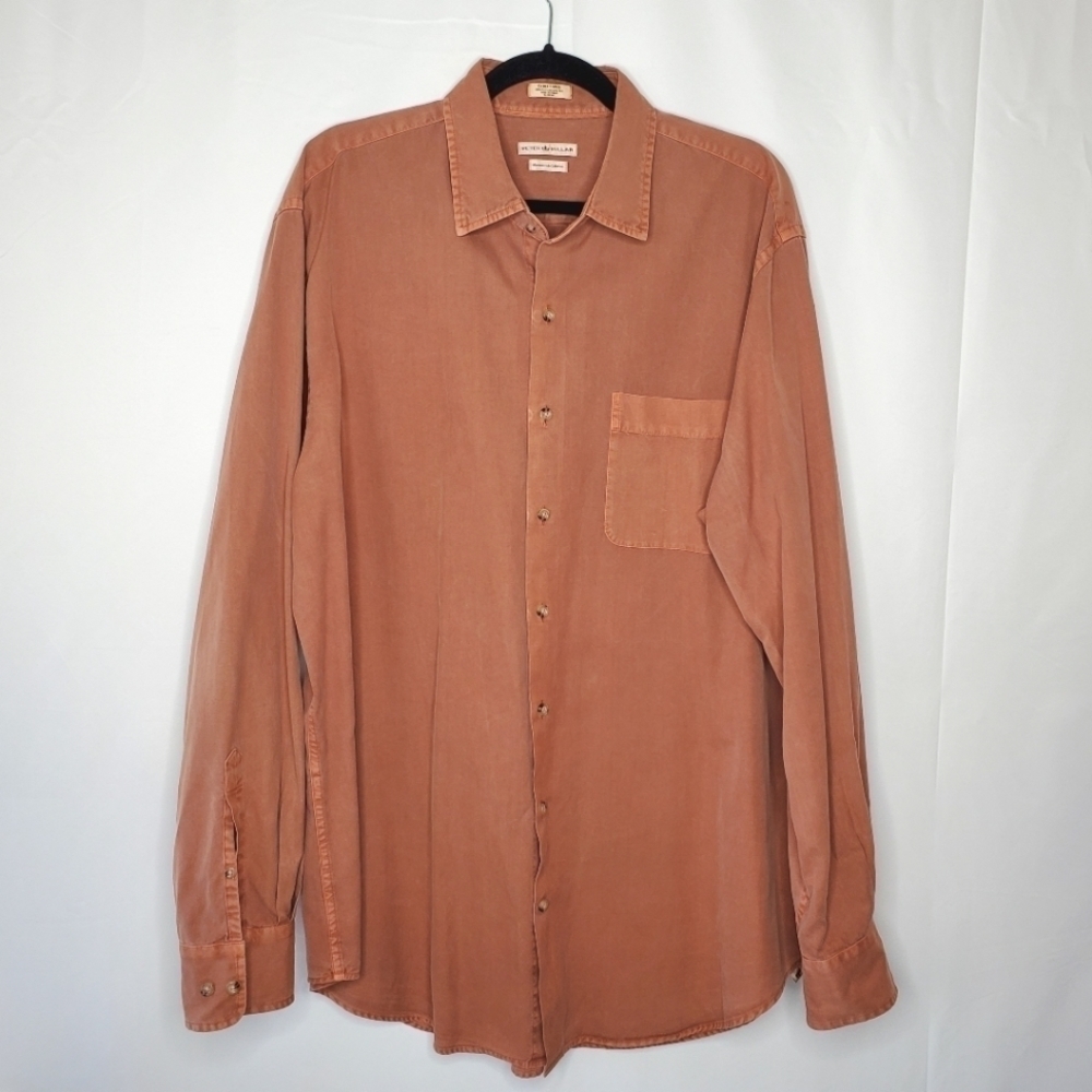 Silk Blend Peter Millar Mountainside Collection Button-up Shirt XL Long Sleeve